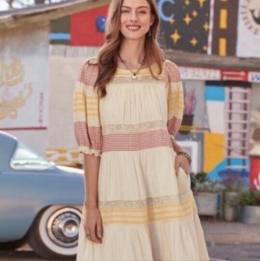 Sundance Catalog Cara Belle Midi Dress Breezy Summer Travel Beach Boho MED